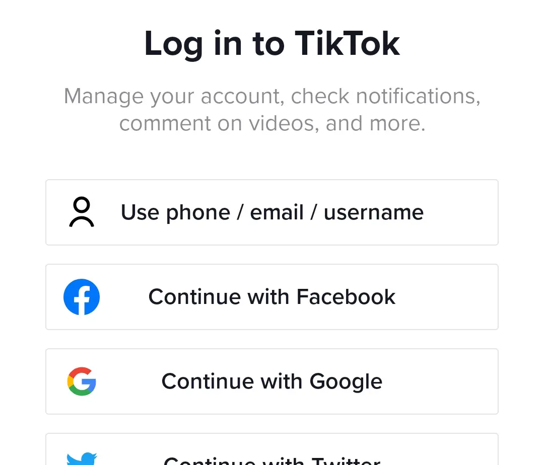Login on your TikTok account